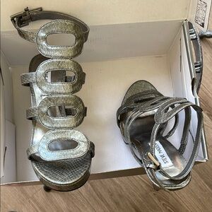 Steve Madden Silver Strappy Sandals